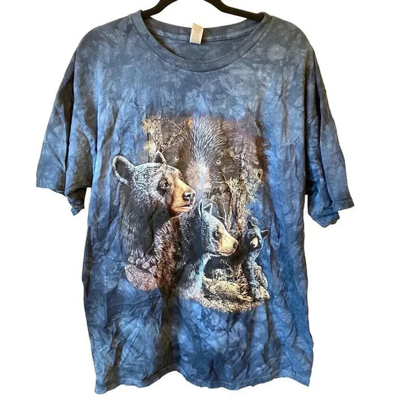 Gildan Ultra Cotton Tied Dyed Bears Print Unisex Adult Shirt Plus Size XL - Picture 1 of 5